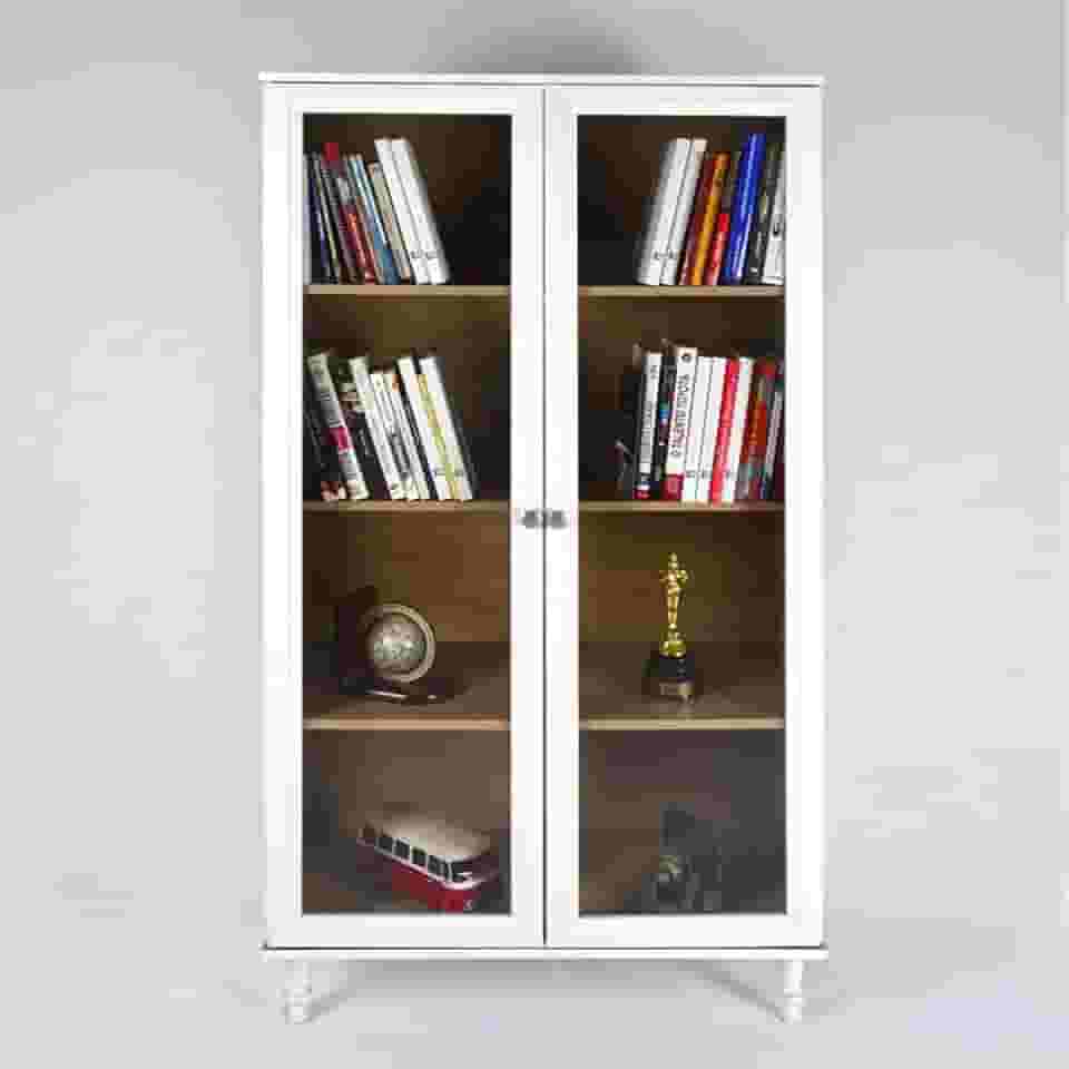 Estante Para Livros Ditália 2 Portas Vidro E-957 Cor:branco