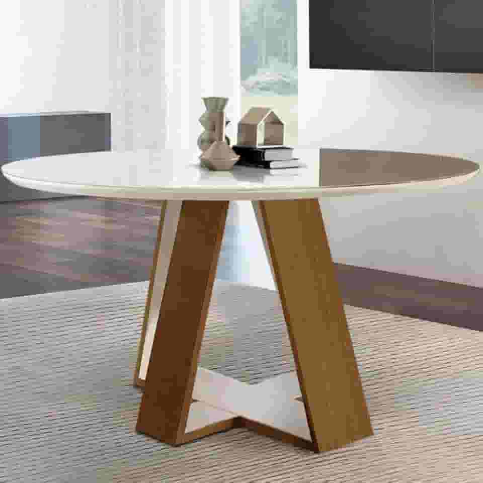 Mesa de Jantar 110x110cm Tampo em Vidro/Laca Grécia LJ Móveis