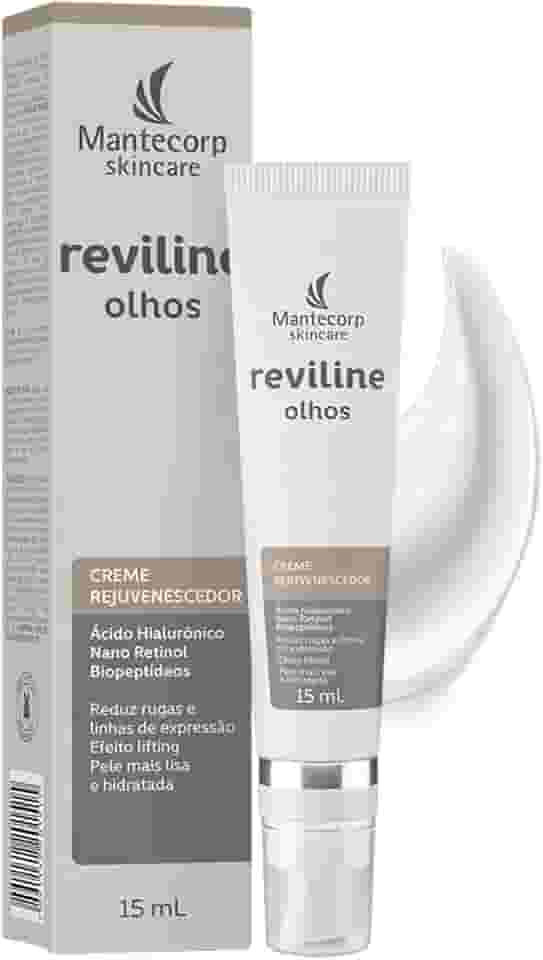 MANTECORP - Creme Rejuvenescedor para Região dos Olhos Reviline - Reduz Rugas Marcas de Expressão e Flacidez - Ácido Hialurônico, Retinol - 15g