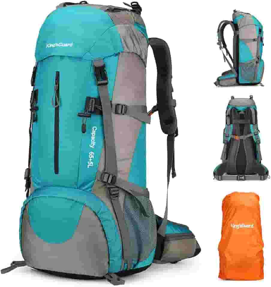 King'sGuard Mochila de caminhada de 70 L com capa de chuva, leve, impermeável, para acampamento