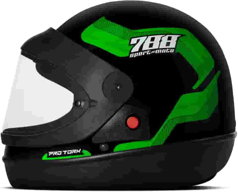 CAPACETE FECHADO PRO TORK SPORT MOTO 788 PRETO - VERDE TAM. 58