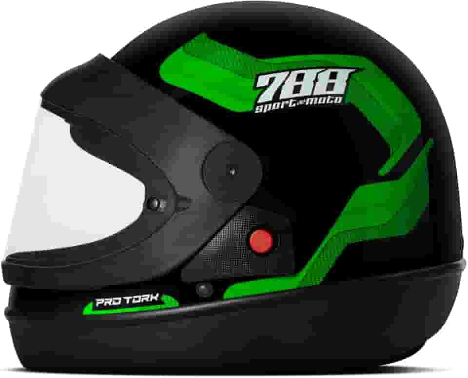 CAPACETE FECHADO PRO TORK SPORT MOTO 788 PRETO - VERDE TAM. 58