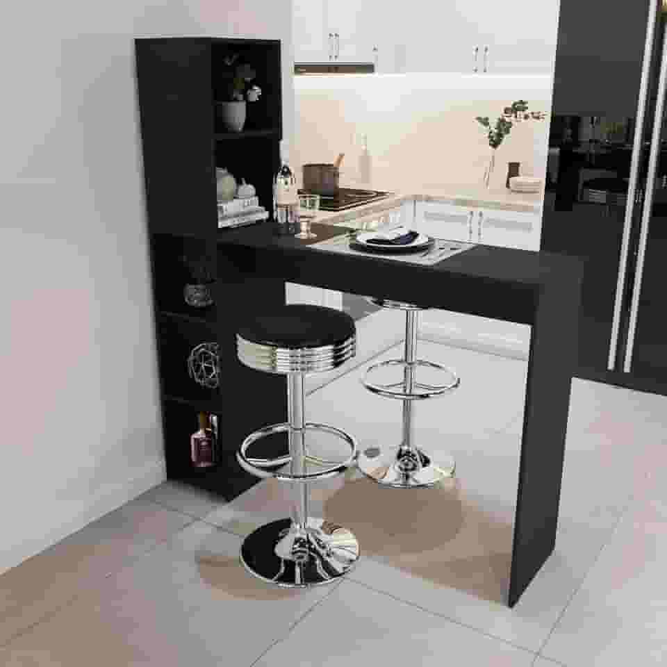 Bancada Gourmet 5 Nichos Ville drd Móveis Preto Perfect Touch