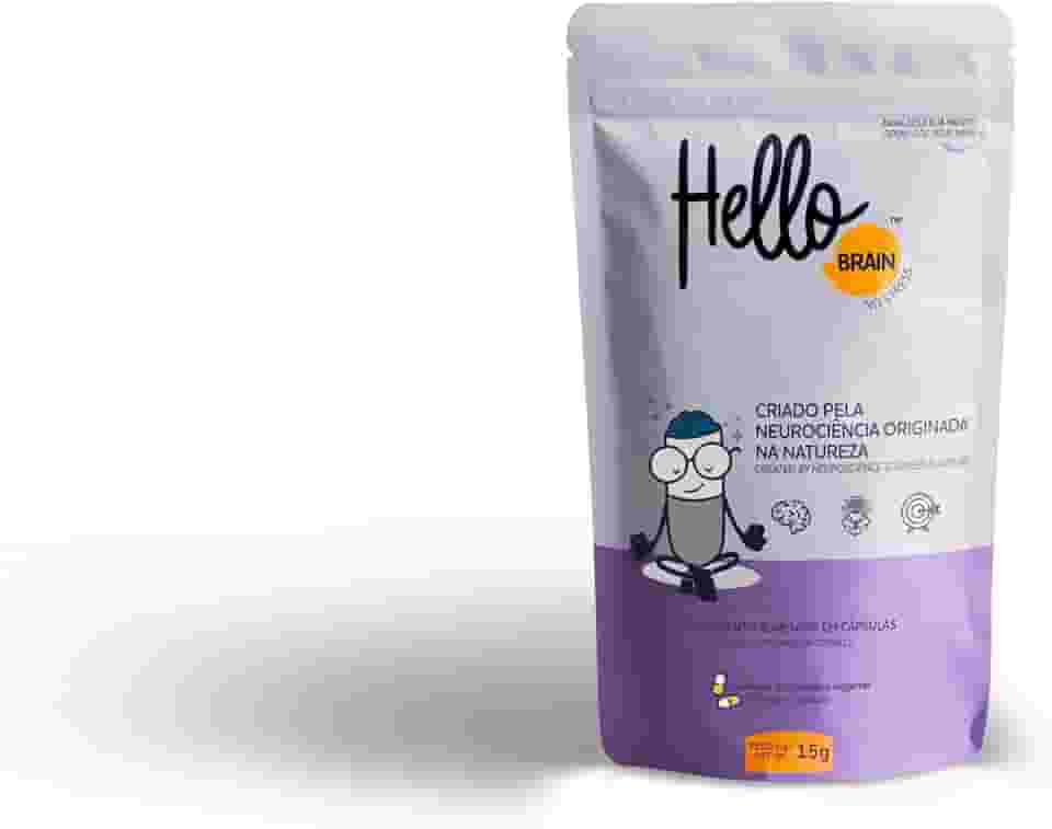 Hellobrain No Stress Suplemento de Saúde Cerebral, Nootropic, Clareza Mental, Foco e Concentração, Performance Cognitiva, 30 cápsulas (15 doses)
