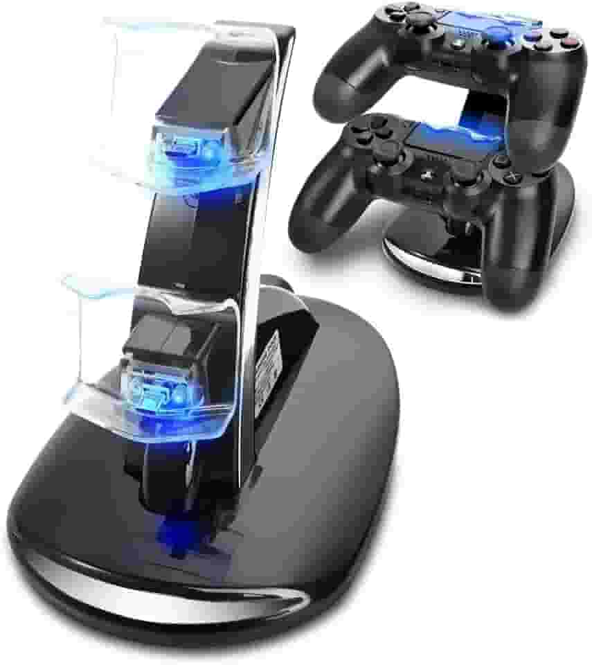 Carregador para controle de PS4, estação de carregamento Megadream Playstation 4 para Sony PS4 / PS4 Pro/PS4 Slim DualShock 4, suporte estação de carregamento rápido USB duplo com luz indicadora LED
