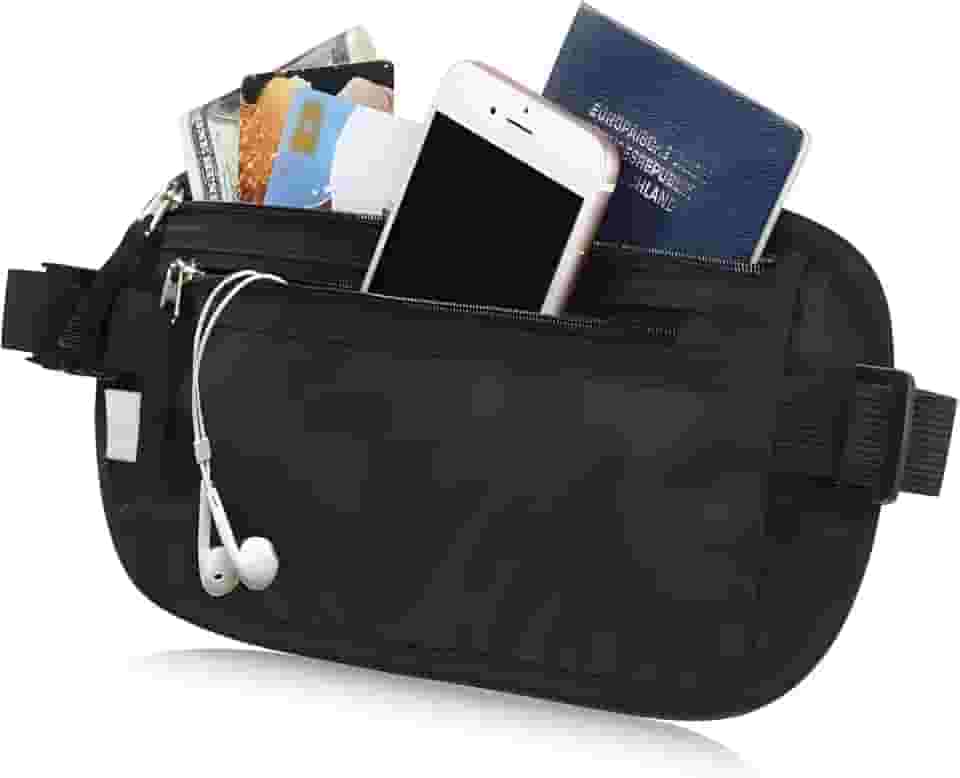 Pochete Doleira Antifurto Invisível para Viagem – Porta Passaporte, Dinheiro e Cartões, Neoprene Impermeável, Ajuste Confortável, Zíper Seguro, Ultrafina para Aeroporto/Shows/Esportes – UrbanSkullShop