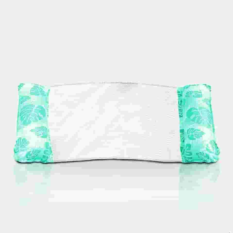 Boia Rede Flutuante Inflável para Piscina Design de Folhas Tropicais Cama Flutuador Deitar Reclinavel Encosto de Cabeça Relaxar na Agua Praia Mar Confortavel