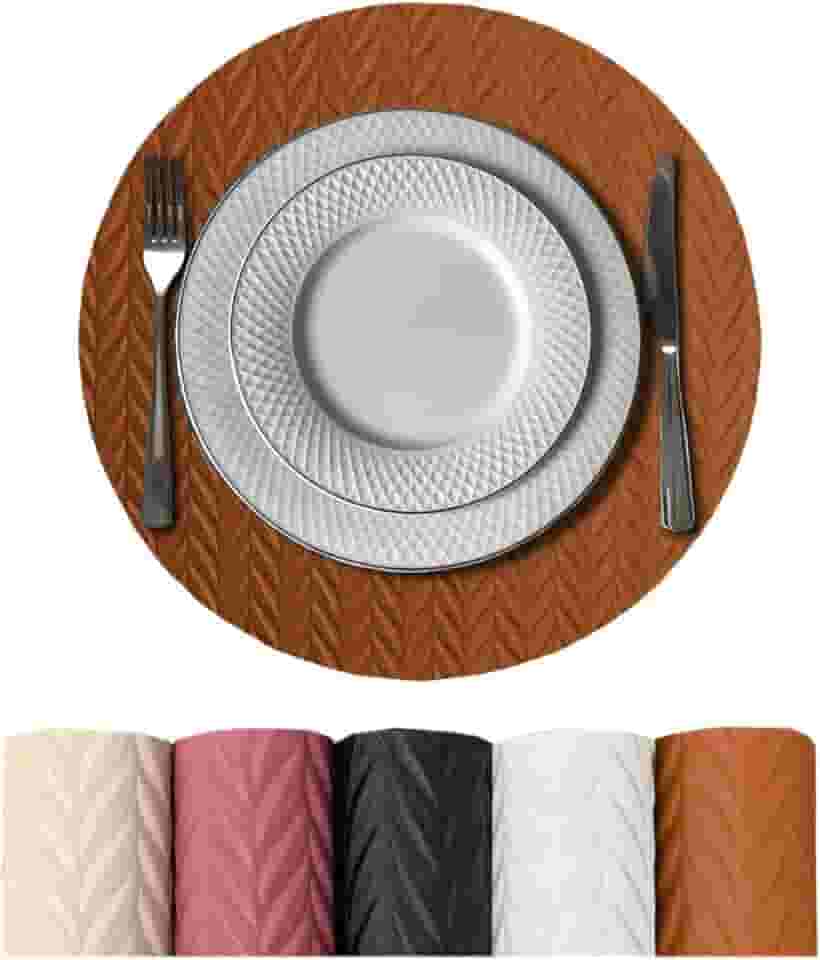 4 Jogo Americano Roma Alto Padrão Impermeável Redondo Vr (CARAMELO claro escuro marrom café - ROMA REDONDO)