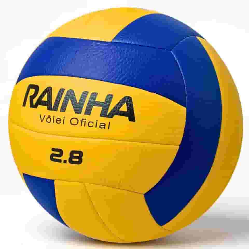 Bola de Vôlei Rainha 2.8 Oficial Profissional Amarela Azul – Microfibra PVC Impermeável Leve Resistente Sem Costura 6 Gomos Quadra Praia Piscina Areia