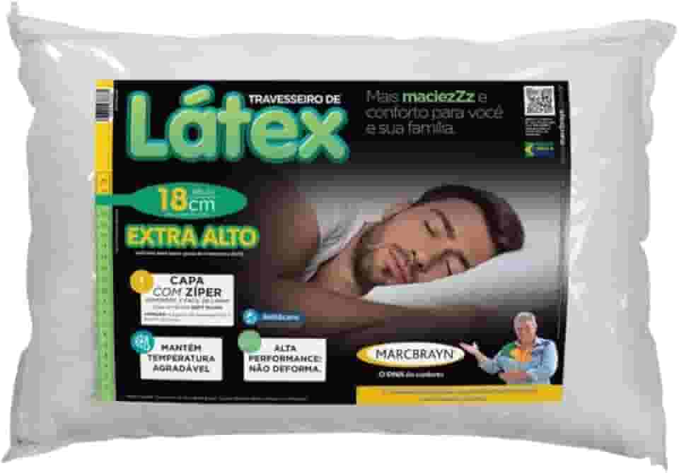 Travesseiro Hipoalergênico de Látex Marcbrayan, Extra Alto, 18 cm de Altura