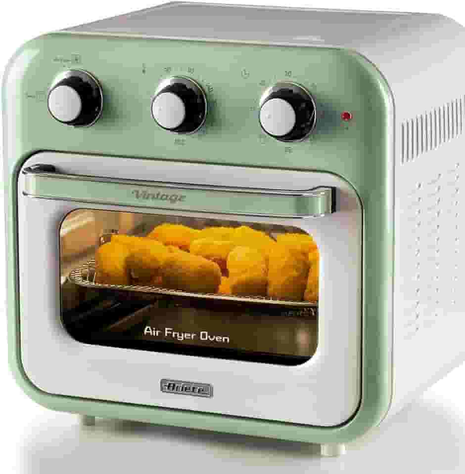 Ariete 4632, Fritadeira 2 em 1, Air Fryer e Forno Elétrico Vintage Verde, Capacidade de 16 Litros, 1400 Wats, Porta Transparente - 127V