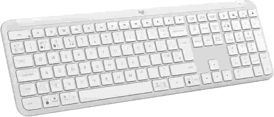 Teclado sem fio Logitech Signature Slim K950 Com Easy-Switch para até 3 dispositivos, Digitação Silenciosa, Conexão Bluetooth ou Receptor USB Logi Bolt Incluso e Layout US INTL - Branco