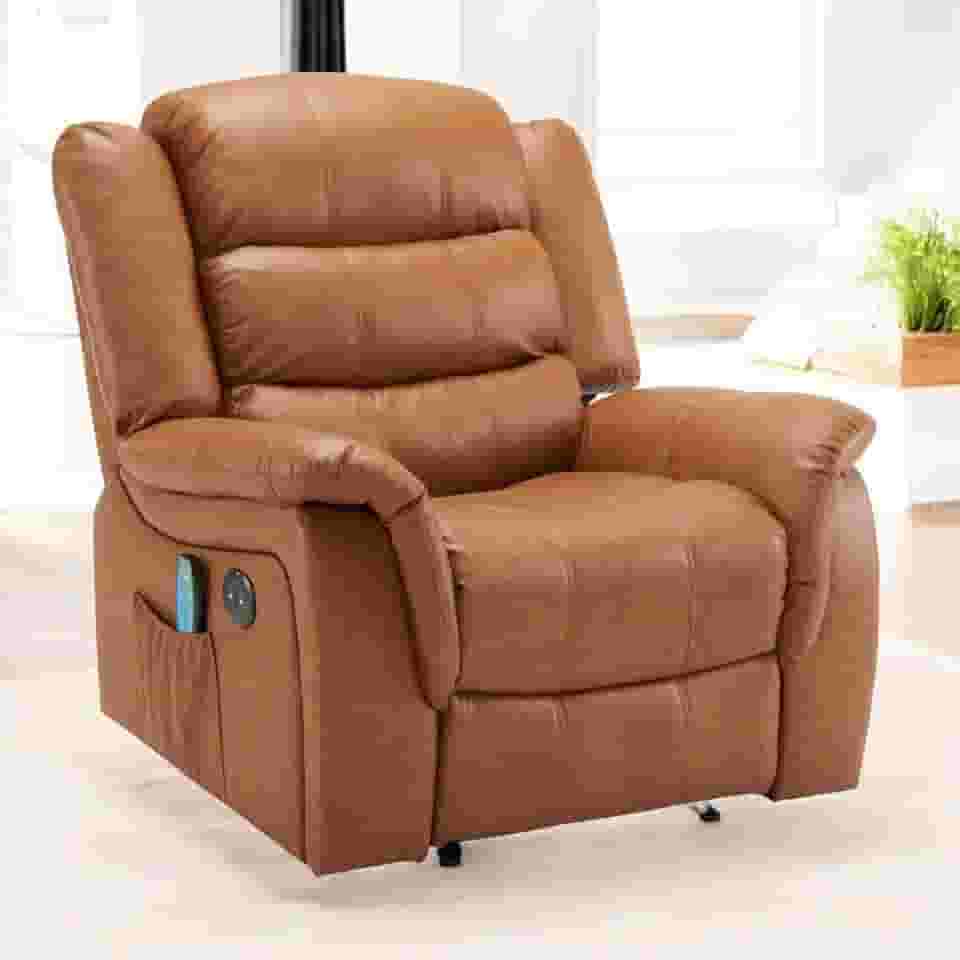 Poltrona do Papai Reclinável Elétrica E Controle Massagem Entrada USB Corino Premium Marrom