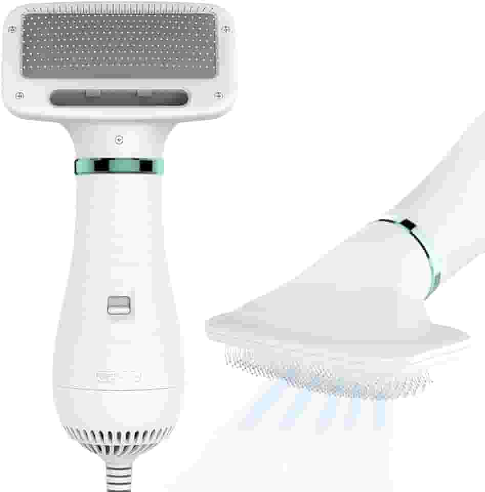 Secador de pelos para cães 2 em 1 com escova lisa para cães e gatos de tamanho pequeno | Secador de pelos para animais de estimação | Secador de cabelo para cães | 300 Watts, 75-85 dB, temperatura