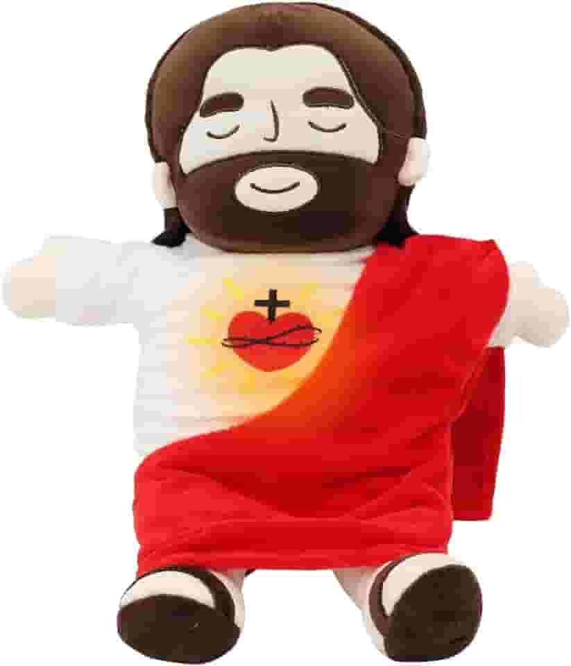 Brinquedo de peluche de Jesus boneco de peluche de Jesus a respirar com música e luzes, boneco de peluche de Jesus relaxante respira, alívio da ansiedade, figuras de Jesus, almofada de pelúcia