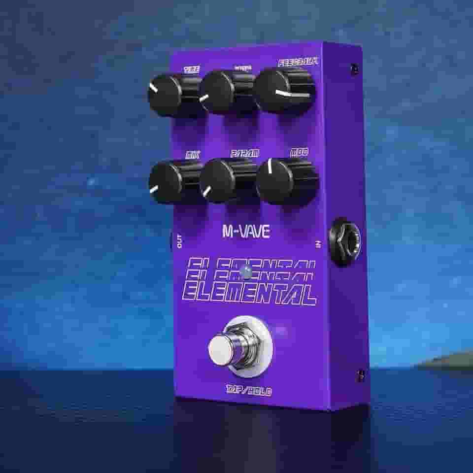 M-vave Pedal de Delay Digital Elemental: 9 Efeitos de Atraso, Modos TAP/HOLD, Alimentação USB/DC 9V, Design em Ferro Roxo Resistente - Perfeito para Guitarra, Baixo e Performances ao Vivo