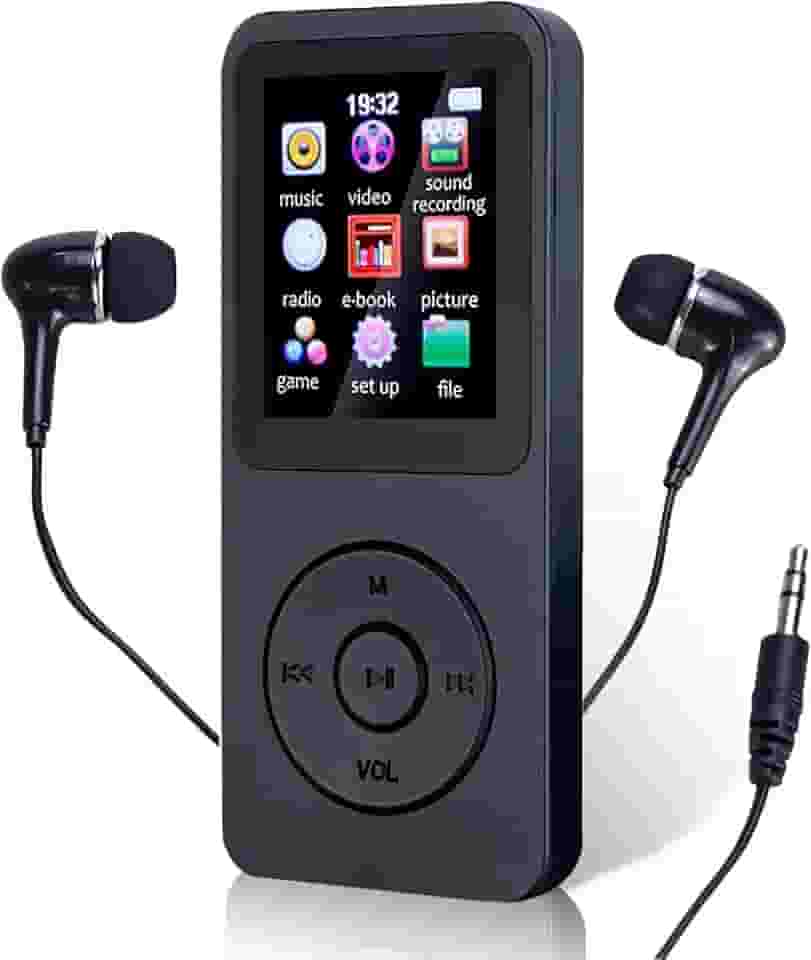 MP3 MP4 Player Portátil Reprodutor de Música Ultrafino MP3 Player Bluetooth Gravador de voz Reprodução de Vídeo Suporte Cartao de Memoria de Até 128 GB(Preto)-FBA