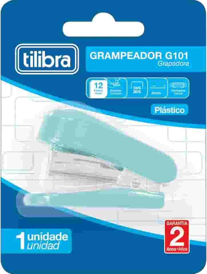Tilibra - Grampeador 12 Folhas Mini com Extrator Aqua, G101, Multicor