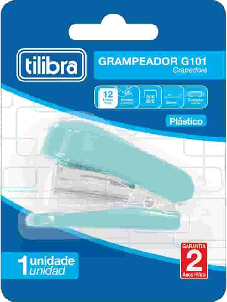 Tilibra - Grampeador 12 Folhas Mini com Extrator Aqua, G101, Multicor