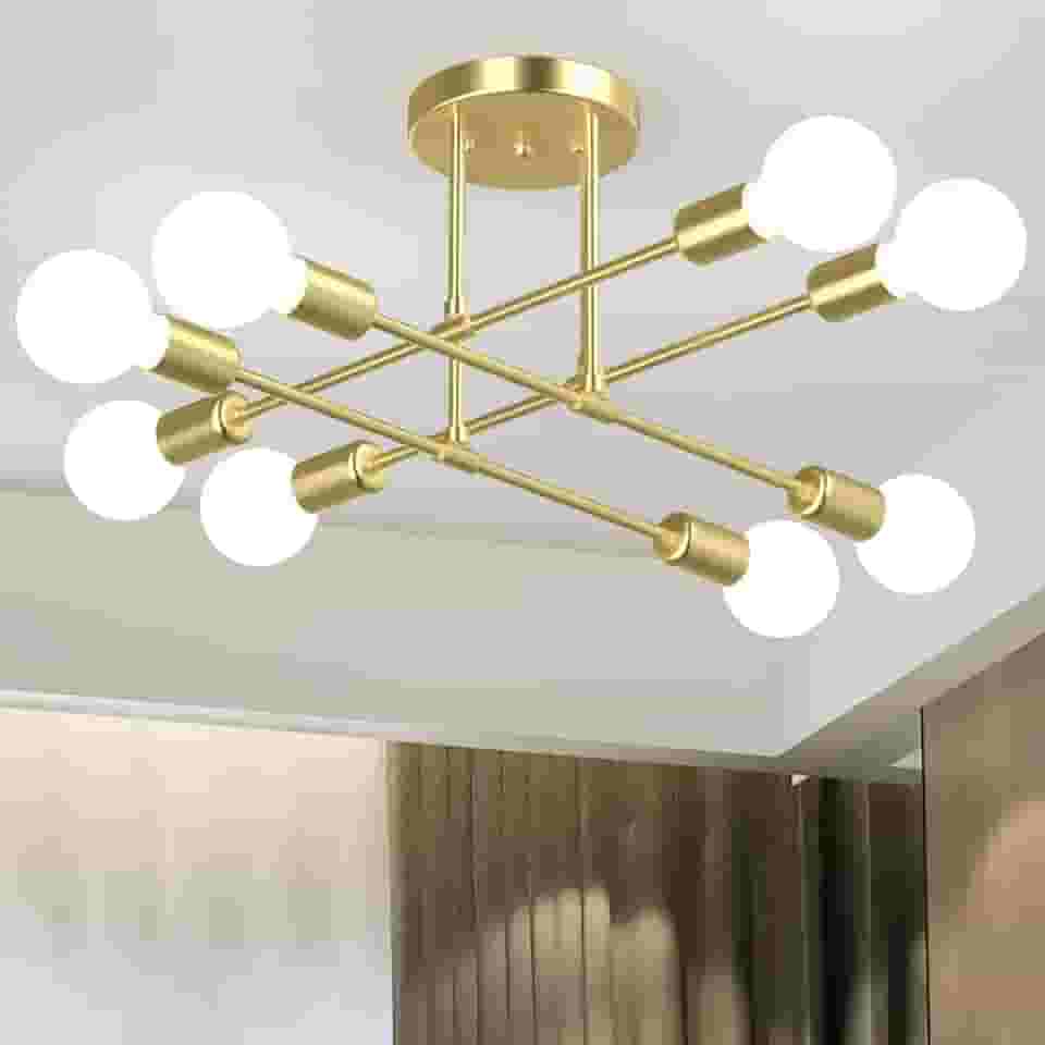 Luminária Pendente De 8 Cabeças Dourada, Pendente LumináriaDe Teto Regulável, Luminária Pendente Para Cozinha, Quarto, Sala De Estar