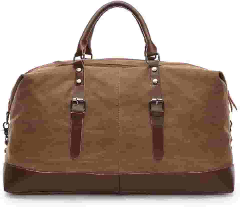 Mala De Viagem Masculina Executiva De Lona E Couro Compartimento Para Notebook Grande E Resistente - ZAFIN (Marrom)