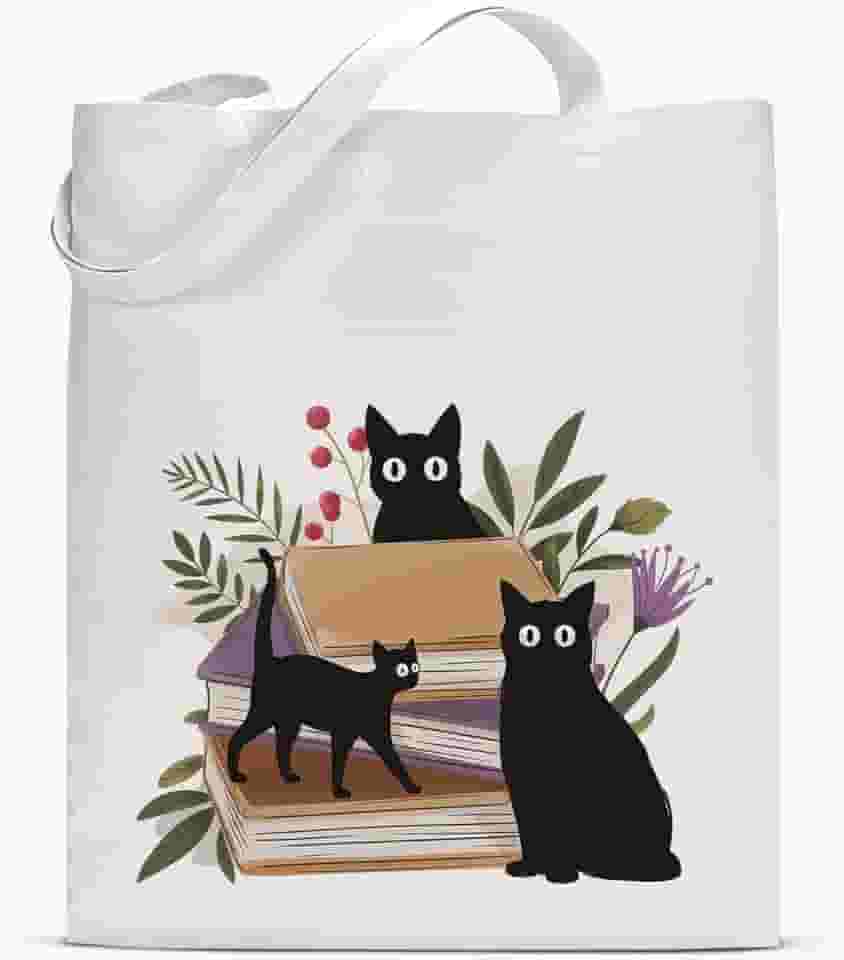 Linda sacola de lona de gato para mulheres, professora amante de livros, presente floral, estética, reutilizável, bolsa de ombro para compras, viagens, trabalho