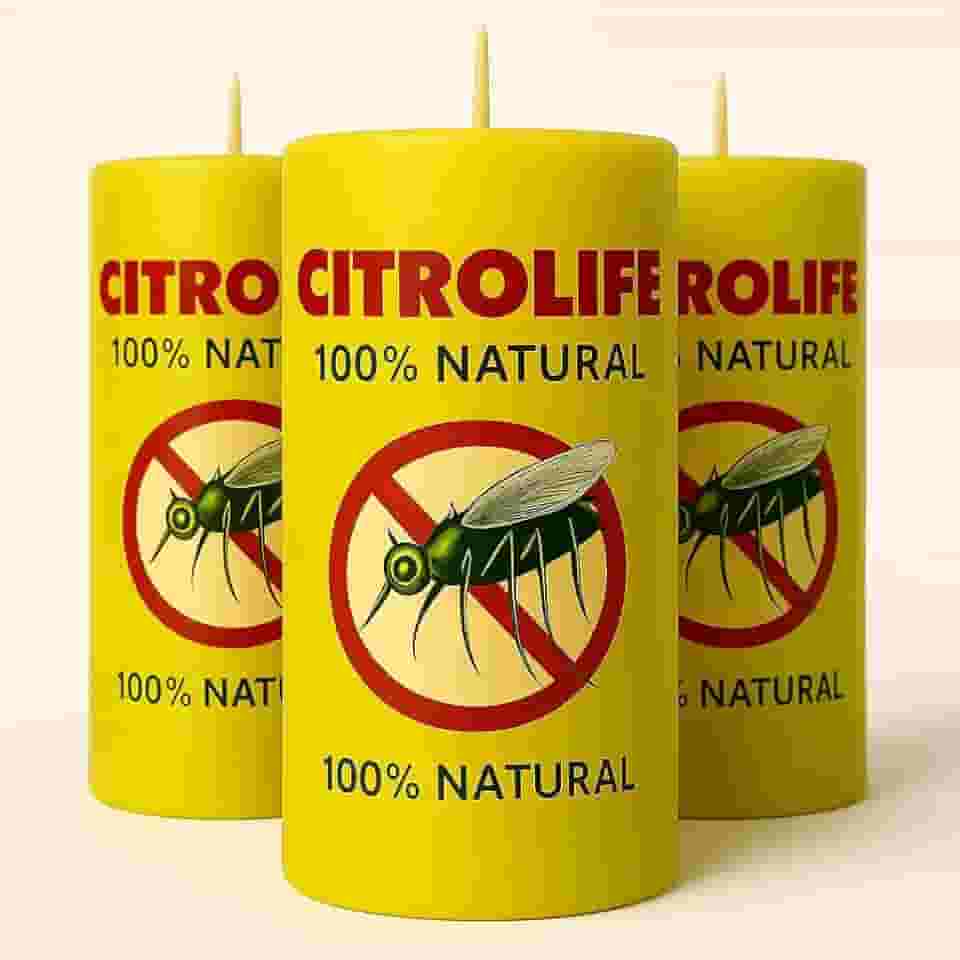 Kit 3 Velas Citronela 100% Natural – Repelente Contra Mosquitos, Pernilongo, Dengue, Longa Duração, Não Tóxica, Seguro para Crianças e Pets