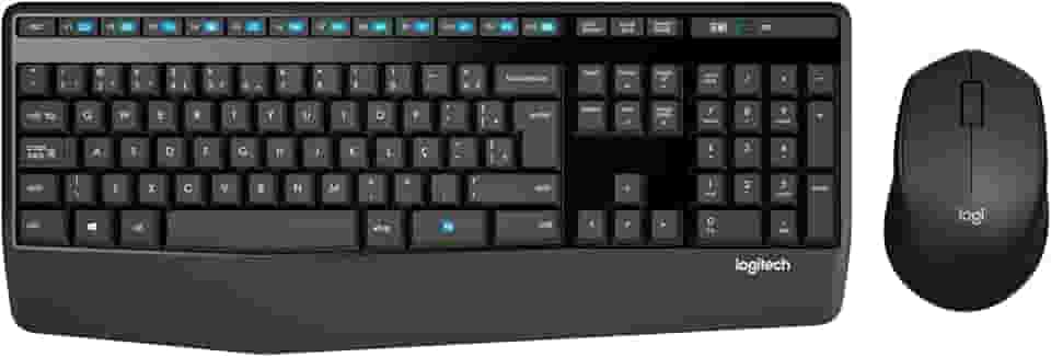 Combo Teclado e Mouse sem fio Logitech MK345 com Teclado com Apoio para as Mãos e Mouse Destro, Conexão USB, Pilhas Inclusas e Layout ABNT2