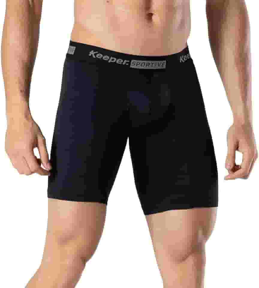 Cueca Boxer Microfibra Ciclista Long Leg Box Keeper Esportiva Anti Assadura (BR, Alfa, G, Regular, Preto)