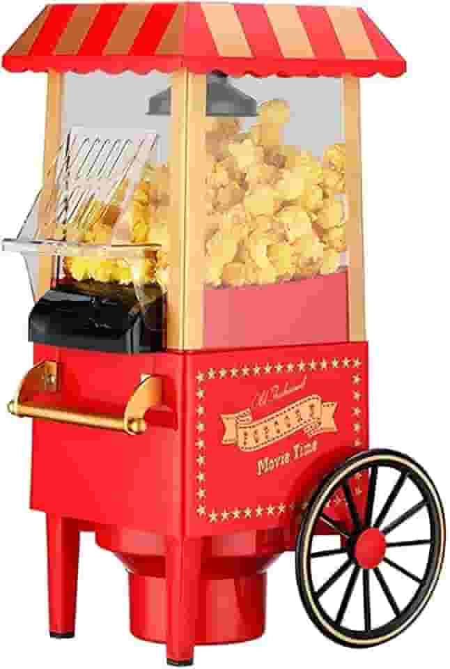 Pipoqueira Elétrica Ar Quente Mini Carrinho Vermelho Vintage 220v