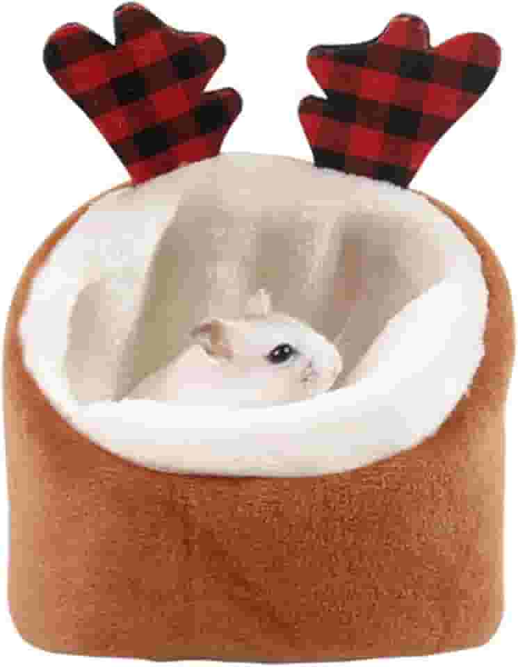 ABLAZEZAI Cama para hamster, mini animais pequenos, ninho macio e quente, sofá-cama para animais de estimação pequenos, acessórios para casa de gaiola de rato (marrom)