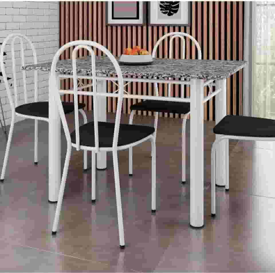 Conjunto Mesa e 4 Cadeiras Monique Artefamol Branco/preto