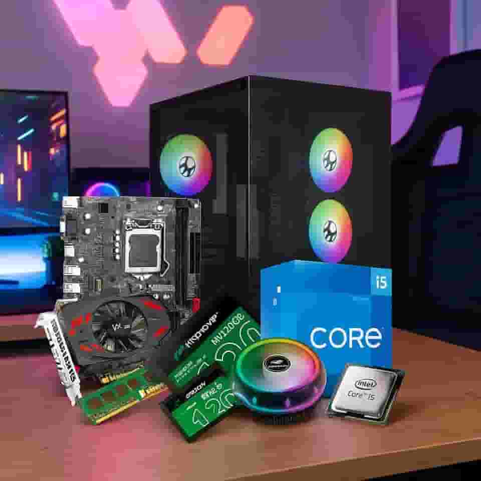 Computador Gamer Aquário RGB 3 Fans, Core i5, Placa Vídeo GT 750Ti 2GB, 8GB Ram, SSD 120GB + Wi-Fi – PC Desktop Completo para Jogos Online e Estudos