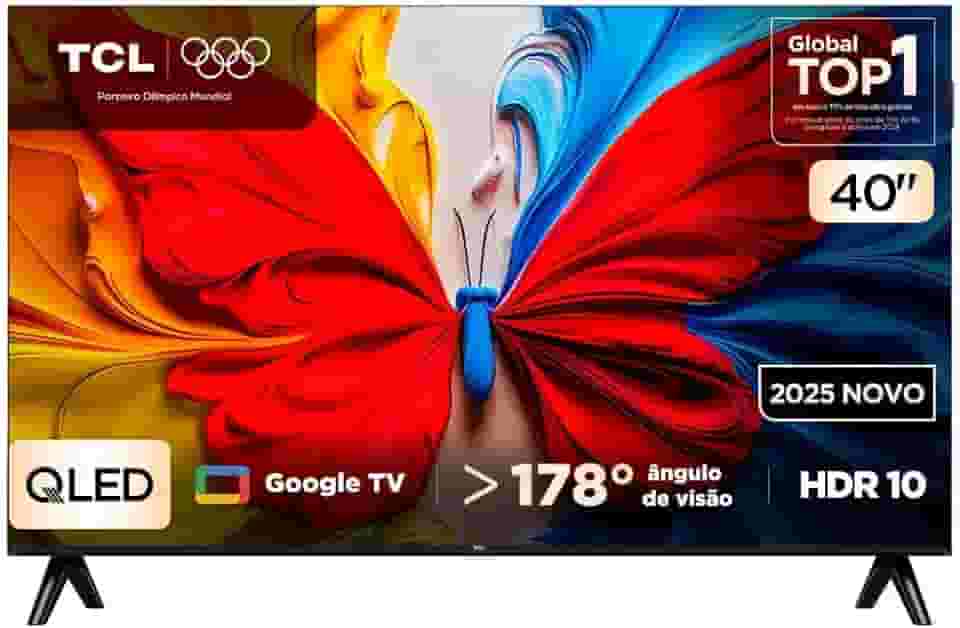 Smart TV TCL 40 Polegadas Full HD QLED S5K WiFi Bluetooth Google TV 2 HDMI HDR10 Dolby Audio 40S5K