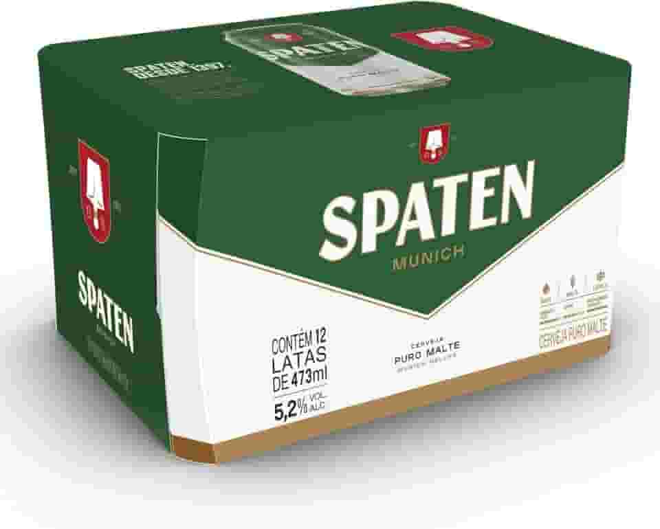 Pack Cerveja Spaten Puro Malte, Lata, 473ml, Caixa 12 unidades