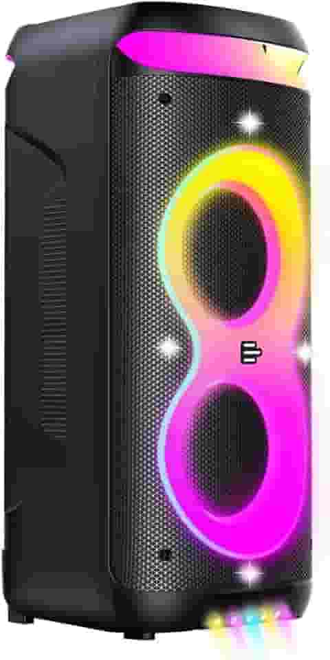 Caixa de Som Pulsebox 3 Double 8, 1400W, Extreme Bass, Cores RGB, Bluetooth 5.3 Rápida Conexão, Entrada Auxiliar, P10, Rádio FM, Preto - SP511