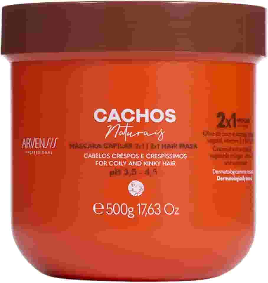 Arvensis – Máscara 2 em 1 No Poo Cachos Naturais 500g | Hidratação, Definição, Limpeza Suave, Fórmula Vegana, Para Cachos