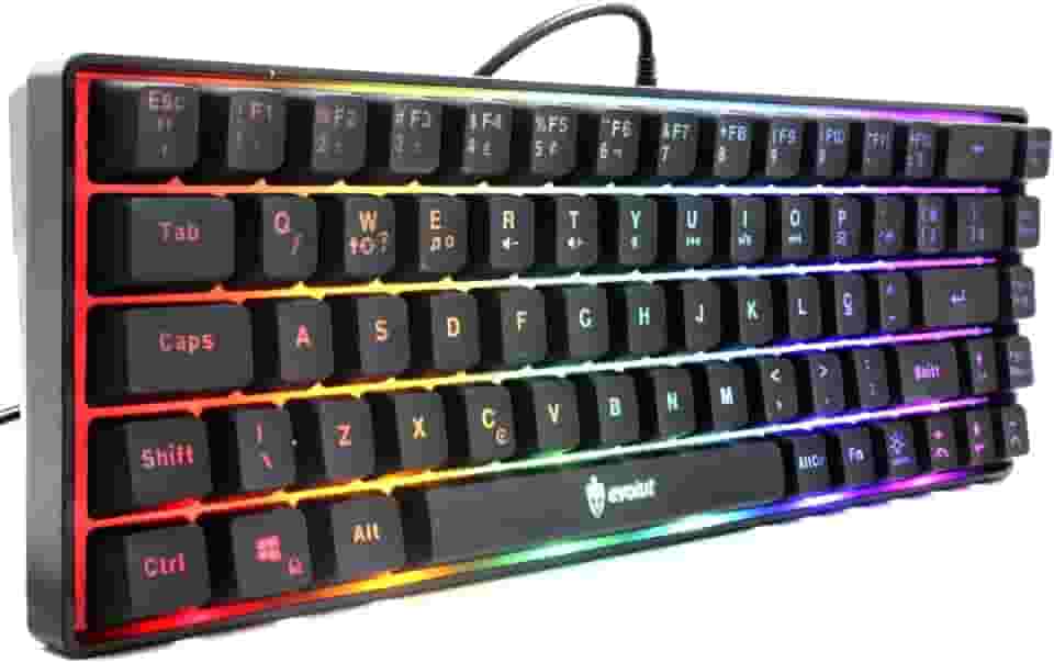 Teclado Gamer Slim 60% Evolut Fay Eg211 Qwerty Porutguês Brasil Backlight Luz Rainbow Rgb - EVOLUT