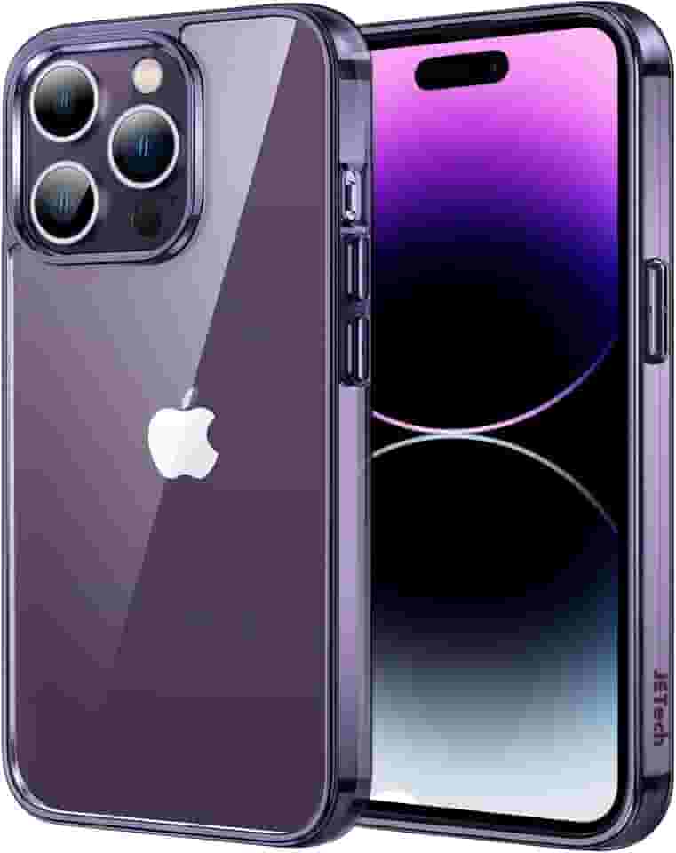 JETech Capa para iPhone 14 Pro 6,1 Polegadas, Case Protetora de Telefone à Prova de Choque Não-Amarelecimento, Capinha Parte Traseira Transparente Anti-Riscos (Roxo Profundo)