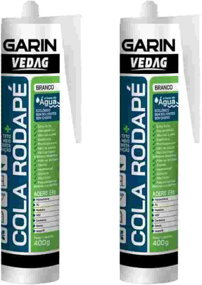 Kit 2 Selante Cola Rodapé 400g Madeira Mdf Cerâmica Gesso Plastico Isopor PU Mdf Rodateto Fixador