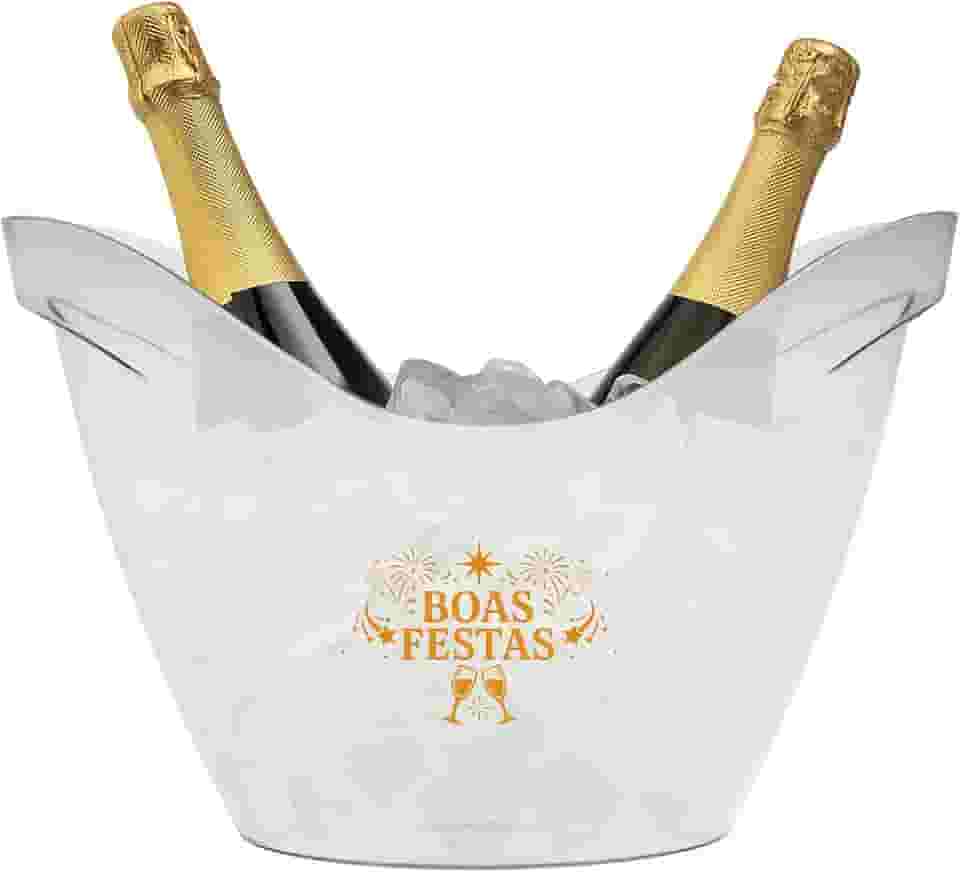 Champanheira Acrílico 8L Boas Festas Premium Elegante Final de Ano (TRANSPARENTE)