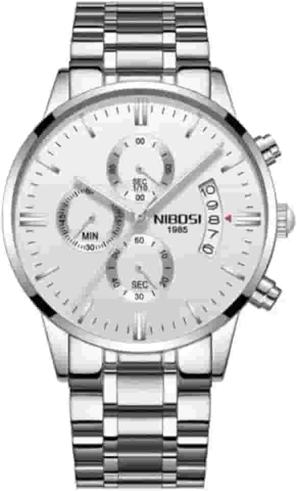 Relógio Nibosi Masculino De Pulso 2309 Aço Inoxidável Cronógrafo Ponteiros Pequenos Funcionais Estojo Original