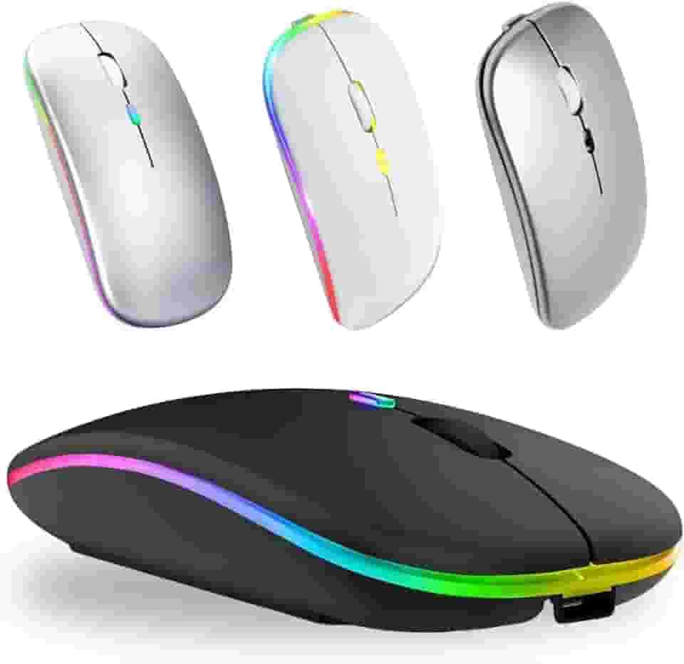 Mouse sem Fio Recarregável Dupla Conexão, Bluetooth e USB, Wireless Mouse compatível com iPhone, MacBook,iPad,Laptop,PC,Notebook, Tablet,Ergonômico, Premium TecQuality (Preto)