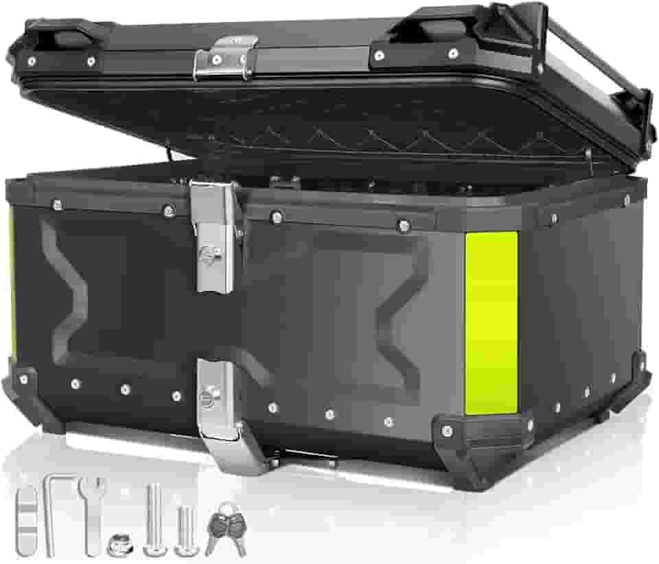 Wulnar Baú para Moto, Baú de Alumínio 65L, Modelo Universal, Alto Volume
