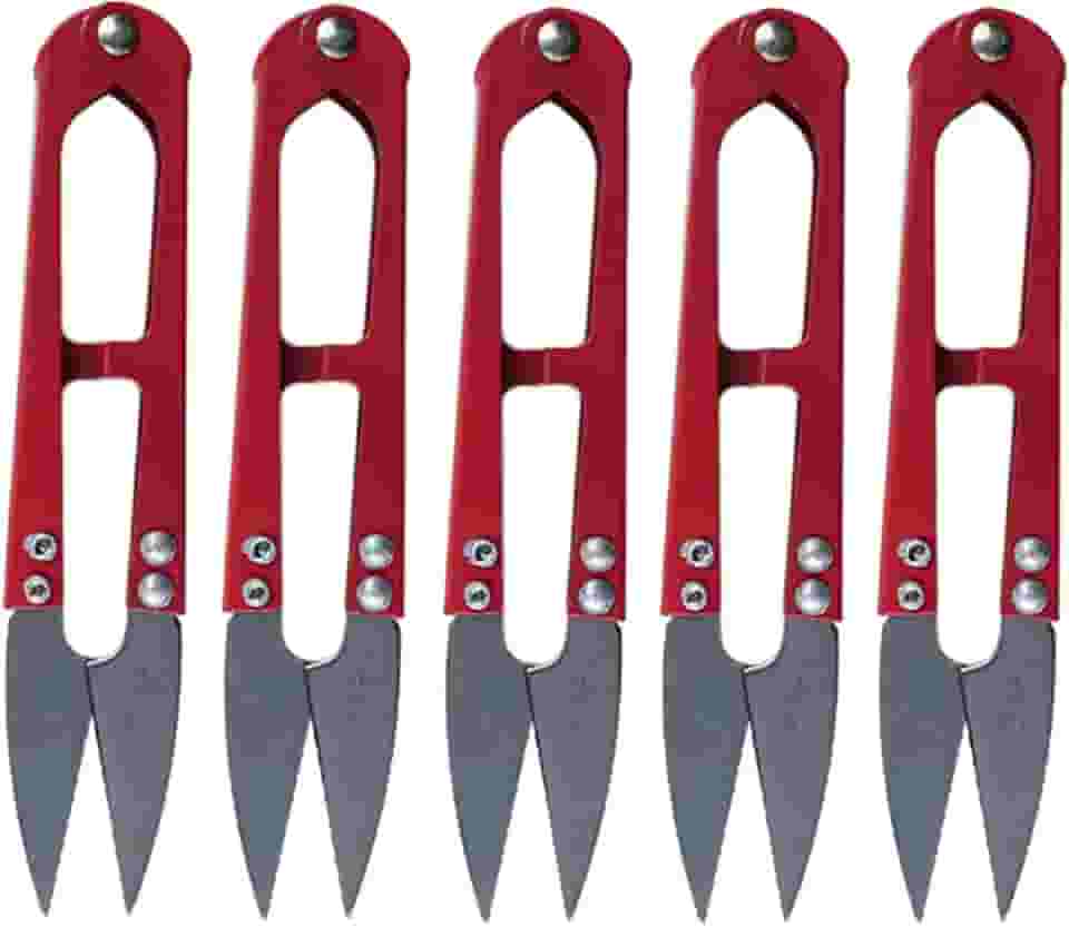 KIT 5 TESOURAS DE METAL COLORIDA PARA PODAR COSTURA LINHA ARREMATE (Vermelho)