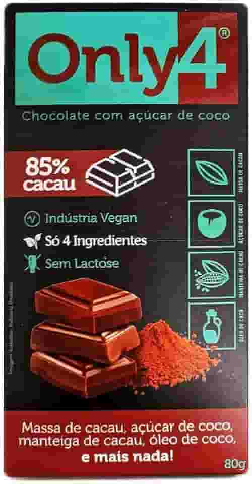 Chocolate 85% Cacau Sem Lactose Vegano Only4 80G