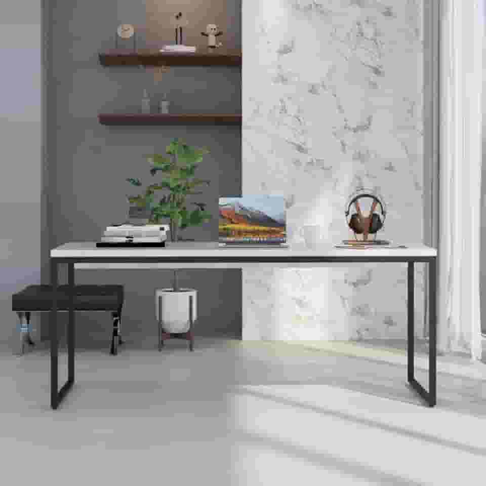 Mesa Dynamica Diretor 180x60x75cm Branco Chess/Est.preta