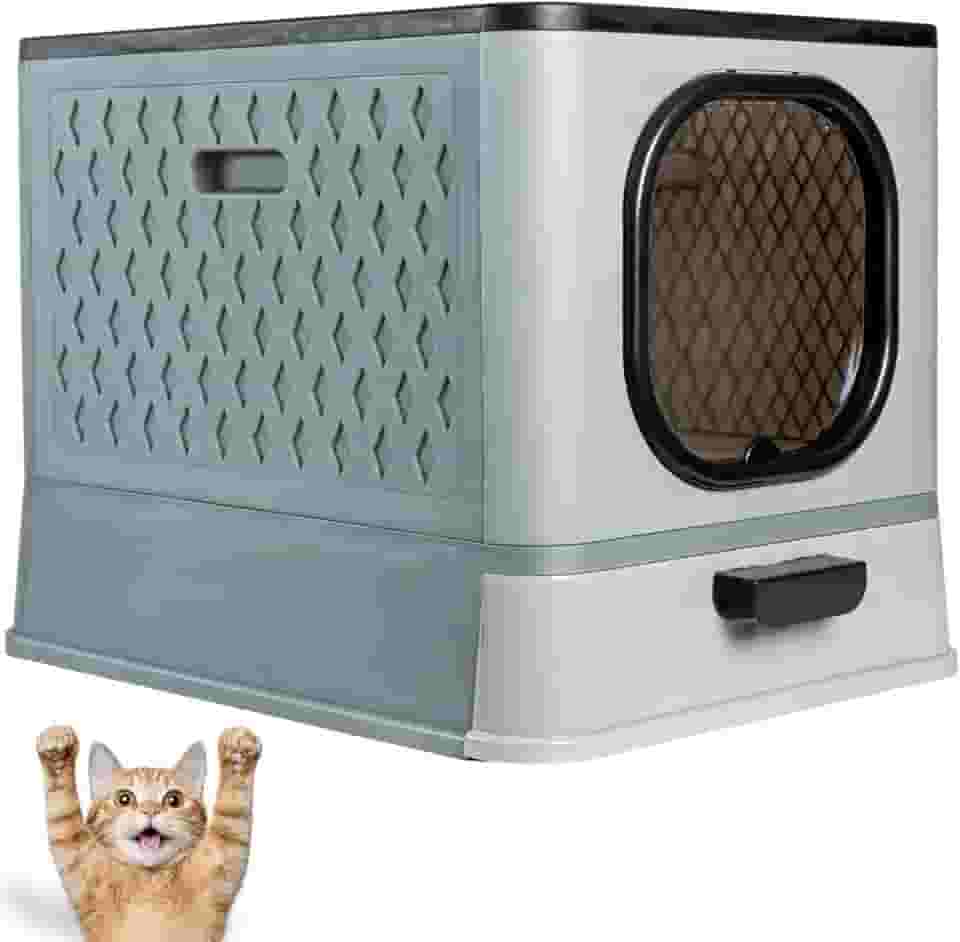 Caixa de Areia Fechada para Gatos Furba Luxo com Brindes Inclusos, Cinza