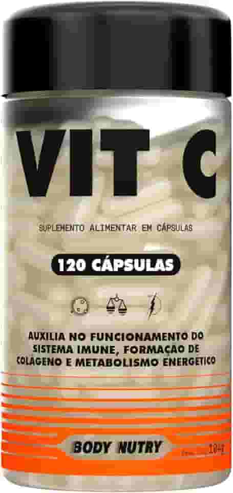 Vitamina C 1000mg Por Dose Pote 120 Capsulas Ácido ascórbico Auxilia no Sistema Imune Antioxidante Rende 60 Doses Matéria Prima Importada - Body Nutry