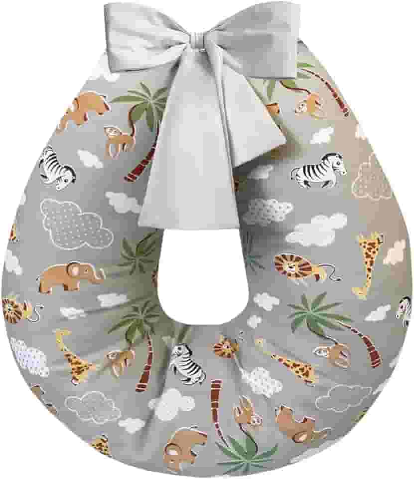 Almofada de amamentação grande 100% algodão (Safari Cinza)